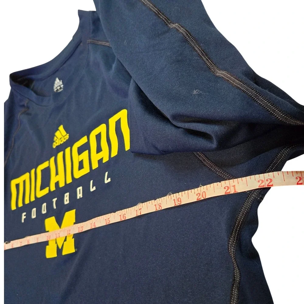 Adidas Michigan Wolverines Football Long Sleeve T Shirt Men's Large Navy Yellow - Picture 3 of 5
